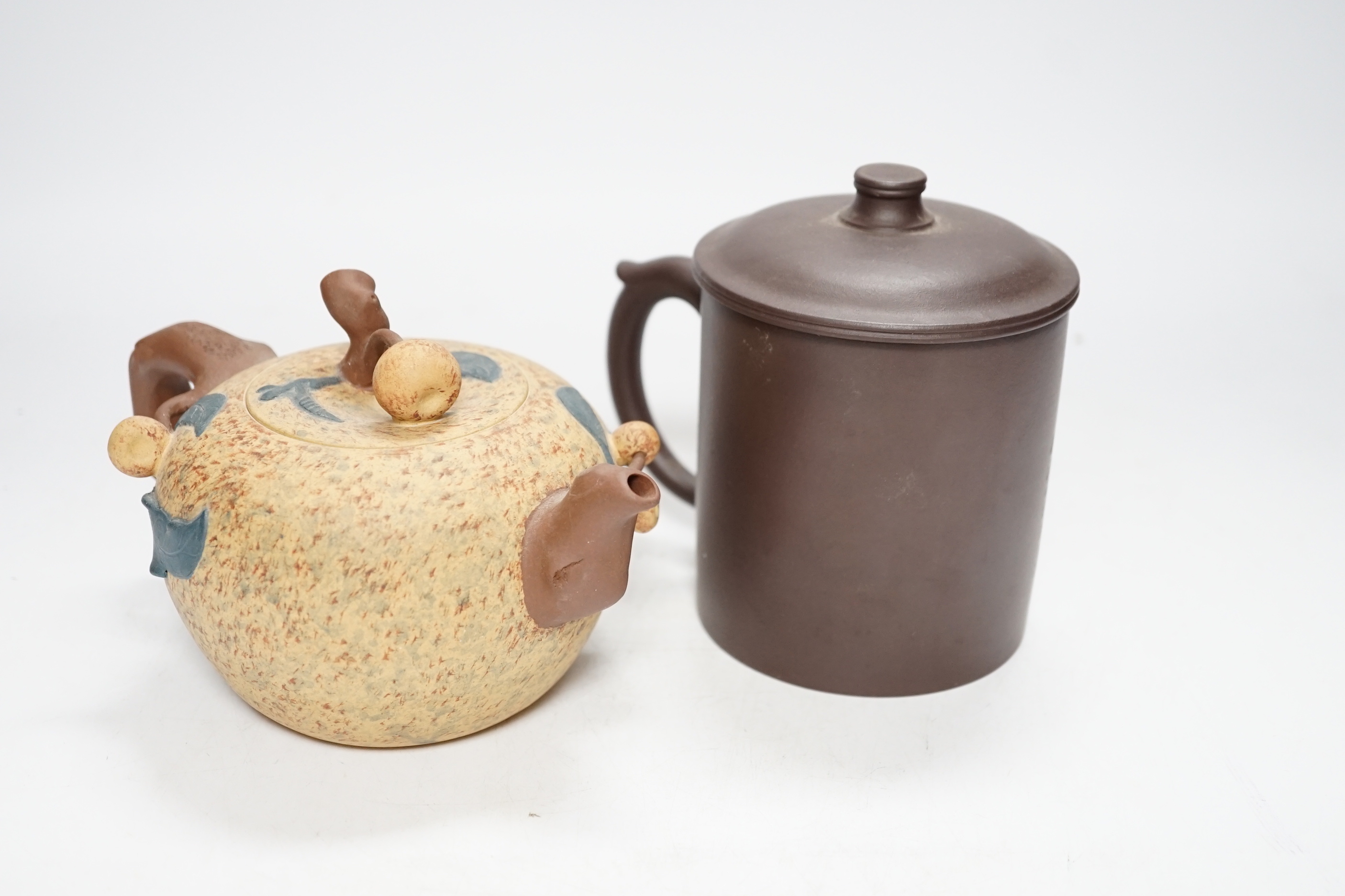 Two Chinese Yixing pottery teapots, one Republic period, tallest 12.5cm